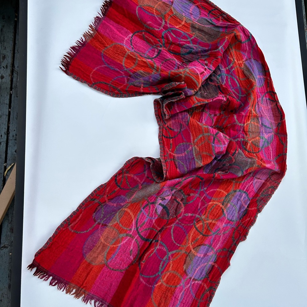 Vibrant Red and Pink Scarf